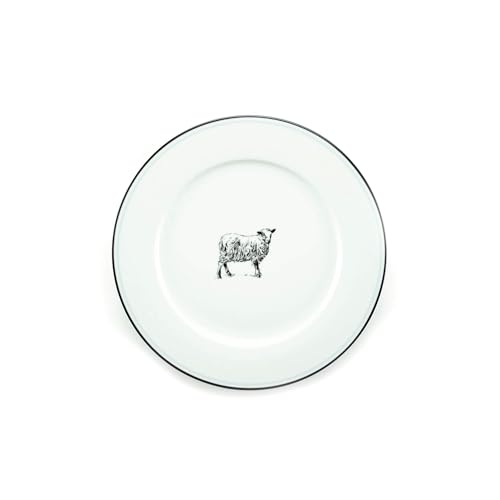 Omniware 11" Stoneware Dinner Plates - Set of 4, Rustic Farmhouse Sheep Design, Durable & Microwave Safe, Vintage-Inspired Ceramic Tableware - Cozy Country Dining