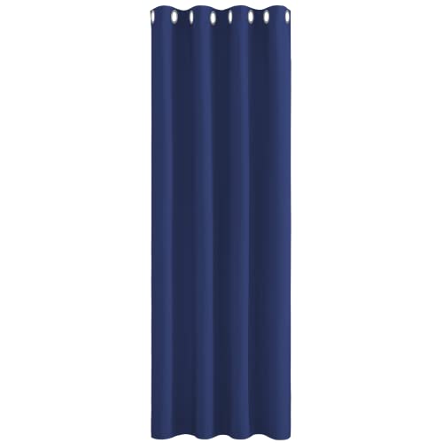 PONY DANCE Rideau Occultant - Rideaux Bleu et Draperies de Fenêtre avec Oeillets Uni Polyester Isolation Lumineux & Phonique Décoration de Maison, 132 x 210cm, 1 Pièce, Bleu Marine