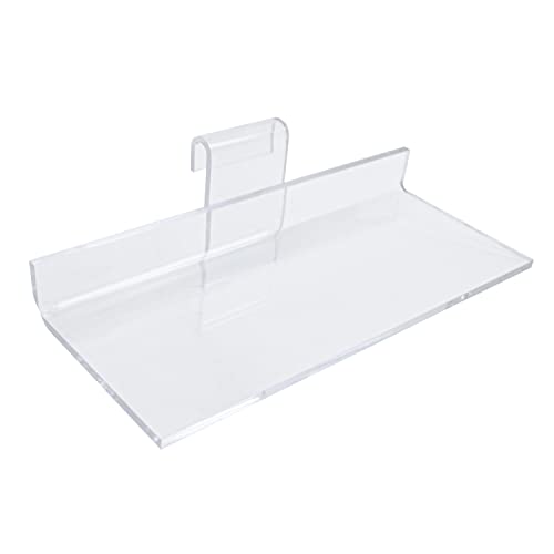 VICTORY DISPLAY & STORE FIXTURE MFG 10” Wide by 5” Deep Sturdy Clear Acrylic Shelf, Attaches to Grid Wall and Grid Panel (Quantity 10) (10)