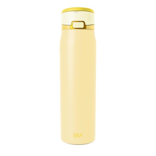 Image of Simple Modern Water Bottle with Straw & Handle | 24oz | Yellow | Mesa Loop Insulated Water Bottle for School, Sports, Travel | Leak Proof, Stainless Steel | Lemoncello