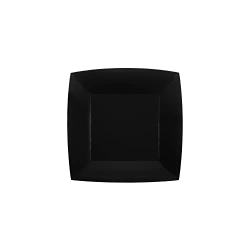 Santex - 10 Assiettes Carton Bio CARRÉES 18CM Noir