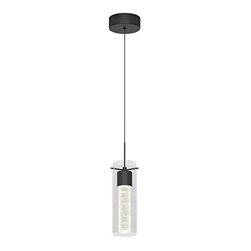 artika Essence 8.5W LED Bubble Glass Diffuser Pendant Light, Matte Black - Ideal for Dining Room, Kitchen Island Light - 450 Lumens, Warm White Lighting 3000 Kelvin