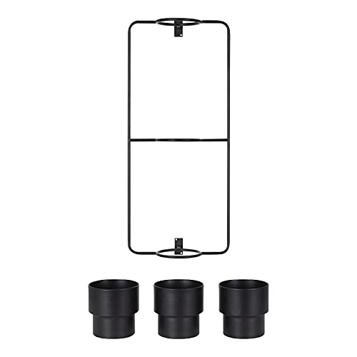 Kate And Laurel Ascher Modern 3-Pot Vertical Planter, 13 X 9 X 36, Black, Decorative Hanging Wall Planter #TOP4