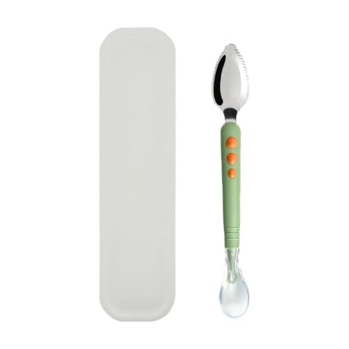 Nudorpn Cucharas Para Niños | Doble Cabezal Con Estuche | Cucharas De Comida Para Niños Entrenamiento De Alimentación | Para Purés Fruta, Hogar, Escuela, Guardería, Viajes, Camping, Picnic Y Aire