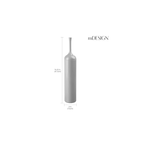 mDesign Modern Toilet Brush - Washroom Brush with Holder Toilet Scourer - Made of Plastic - 7.6 cm x 7.6 cm x 41.3 cm - Grey - Image 4