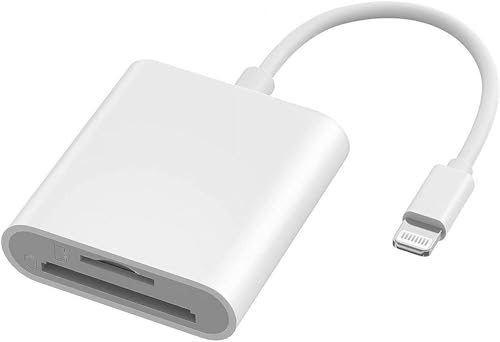 Veetone Lightning to SD Card Camera Reader for iPhone iPad Apple MFi Certified Dual Card Slot Micro SD/SD Memory Card Reader Adapter