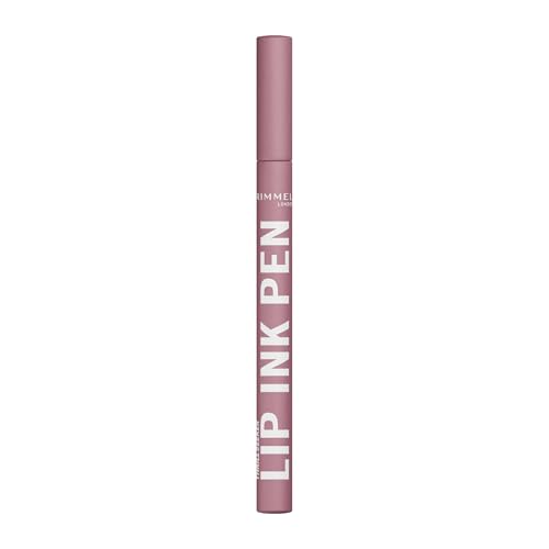 Rimmel London, Thrill Seeker Lip Ink Pen, 150 Tres Chic, Rossetto, Lip Tint, Applicatore di precisione a penna, A prova di bacio e no-transfer, Colore modulabile, Formula vegana, 1,7 ml