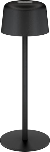 goobay Lampada da tavolo a LED ricaricabile 25 cm, 3 livelli di luminosità , comando touch, 150 lm, 3000 K, bianco caldo, autonomia fino a 12 ore, IP44, cavo di ricarica USB-C incluso – nero, 77675