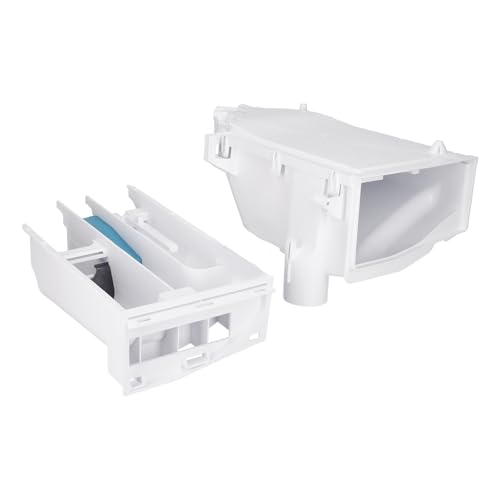 ensipart Waschmittelkasten komplett mit Schublade kompatibel mit gorenje 865319 weiße Einspülschale mit Gehäuse für Waschmaschine