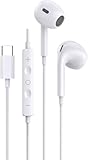 イヤホン タイプc イヤホン 有線 【iPhone17/16/15シリーズ対応2026新版 】HiFi クリア通話 小型·軽量 リモコン付き type-c 人間工学に基づいた絡みに 通話対応 快適な装着感 usb c 絡み防止 遅延なし 通勤/仕事/ランニング/iPhone17ProMax Air/Android/Galaxy/iPadなど対応 (02white 半インナー 1個) image