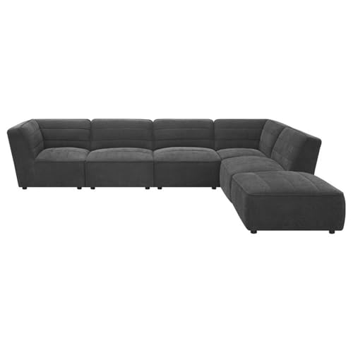 Sillón sin brazos tela gris oscuro moderno miniatura 6