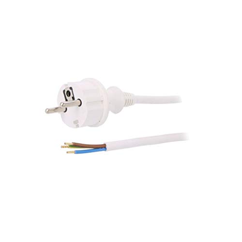 Câble SCHUKO prise CEE 7/7 cordon alimentation blanc 3m PVC W-98383 Plastrol