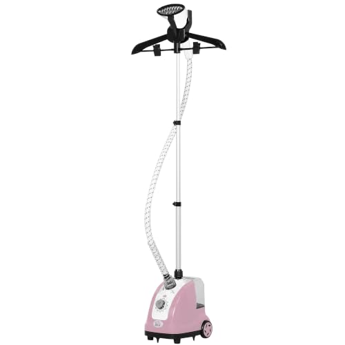 HOMCOM Plancha de Vapor Vertical 1,4 L 1950W 26x21,5x146 cm Rosa