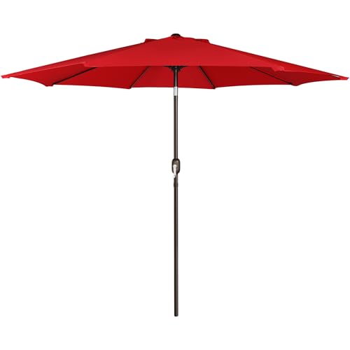 Image of Blissun 9' Outdoor Patio Umbrella, Outdoor Table Umbrella, Yard Umbrella, Market Umbrella with 8 Sturdy Ribs, Push Button Tilt and Crank