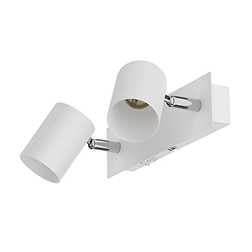 ledscom.de Applique WAIKA, 2 flammes, interrupteur, blanc mat, carré, 2x GU10 max. 60W
