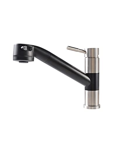 LIWEIKE Wasserhahn Küche Küchenarmatur mit Ausziehbarer Brause Spültischarmatur Küche 2 Strahlarten 360° Drehbar Mischbatterie Küche Armatur Küche Nickel Schwarz Cover