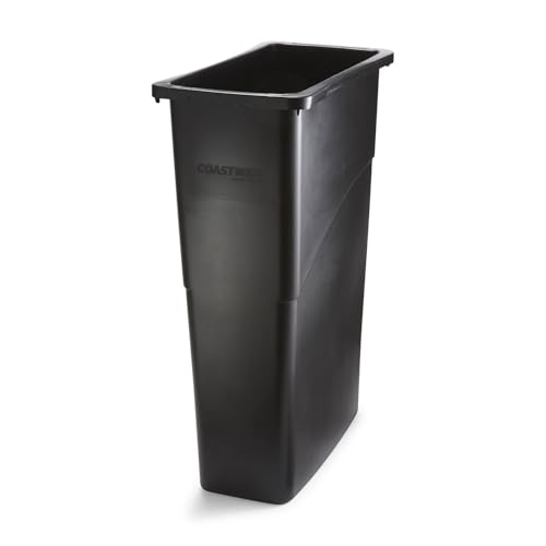 Caneca de basura rectangular negra de plástico 23 gal