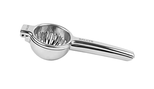 SALLYS Edelstahl Zitruspresse All-In-One – Profiqualität, Manuelle Saftpresse für Zitrusfrüchte, Robust & Spülmaschinenfest