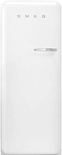 Smeg FAB28 50's Retro Style Aesthetic Top Freezer Refrigerator with 9.93 Cu Total Capacity, Multiflow Cooling System, Adjustable Glass Shelves 24-Inches, White Left Hand Hinge Made In Italy