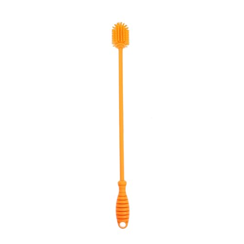 Garneck Cepillo Limpiador de Botellas para Ñiño Mango Largo de Silicona Resistente al Calor Espuma Abundante Color Naranja Adecuado para Limpieza de Biberones y Tazas