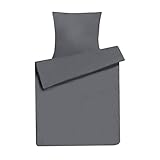 RUIKASI Bettwäsche 155x220 2teilig Anthrazit - Bettbezug 155 x 220 Set mit Kissenbezug, Bettwäsche-Sets 155x220cm aus Mikrofaser mit Reißverschluss Weich und Bügelfrei