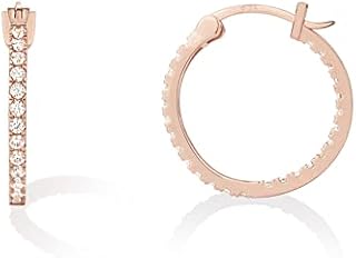 PAVOI 14K Gold Plated 925 Sterling Silver Post Cubic Zirconia Hoop Earrings 30/15mm