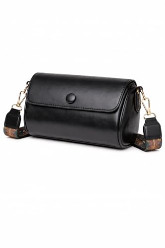 Image of Vintage Leather Crossbody Sling Bag with Decorative Patterned Strap for Daily Use, Travel & Shopping, Phone Purse with Adjustable Strap - Lightweight Casual Trendy Bag for Ladies & Girls