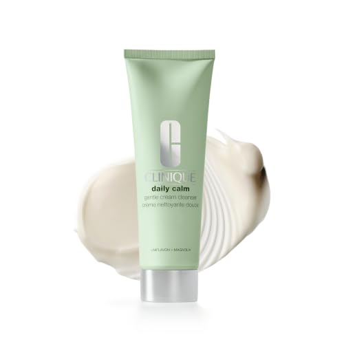 Clinique Daily Calm Gentle Cream Cleanser | Face Wash Created for Very Sensitive Skin and Visible Redness with Hyaluronic Acid | No-Rinse Formula, 4.2 Fl Oz