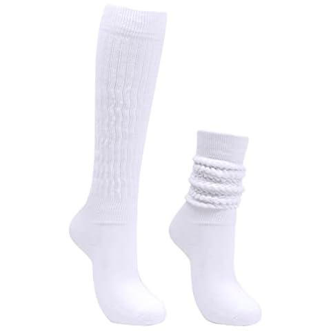 Intgoodluckycc White Slouch Scrunch Socks for Women, Scrunch Long High Tube Socks (1 Pair - White) Cover