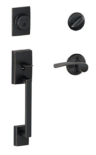 Image of SCHLAGE Century Single Cylinder Handleset and Right Hand Merano Lever, Aged Bronze (F60 CEN 716 MER RH)