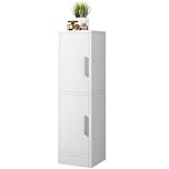 IBUYKE Small Bathroom Storage Cabinet, Narrow Floor Corner Cabinet with 2 Doors & Adjustable Shelf, Small Bathroom Organizer, Space-Saving Storage Solution for Bathroom, Toilet, Laundry Room WBS002W