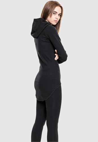 Urban Classics Damen Ladies Athletic Interlock Zip Hoody Kapuzenpullover, Schwarz (Black 7), L EU