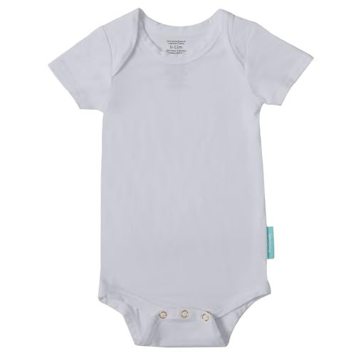 Image of PurComfy Supersoft Short Sleeve Baby Bodysuits, Premium Bamboo Rayon Bodysuits Unisex Boy Girl White Bodysuit 6-pack
