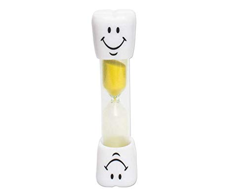 Big Bargain Store pour les jeux, la cuisine, le brossage, l'apprentissage sourire visage 3 minutes petit sablier 1pc mini minuterie de brossage Enfants se brosser le sablier trois minutes Yellow Cover