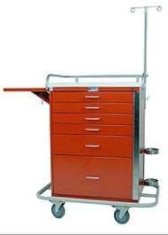 MSEC by Harloff, Tall Emergency Crash Cart Specialty Package - Red