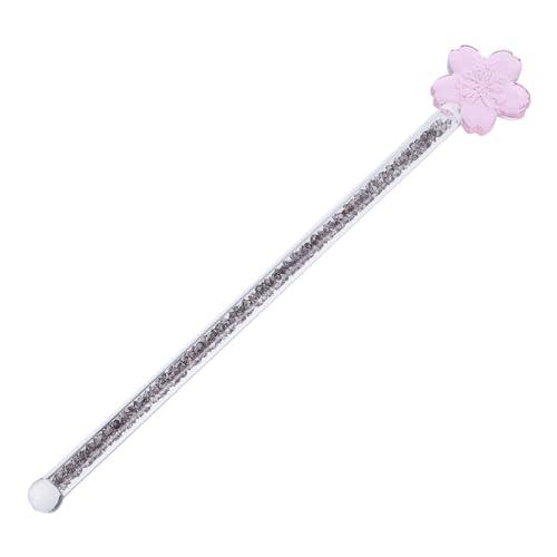 STOBAZA 1Pc Long Handle Flower Glass Stirrer Heat Resistant Beverage Mixing Stick Deep Stirring Rod for Coffee Juice and Cocktails