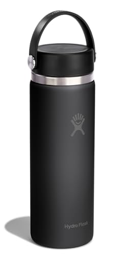 Image of Hydro Flask Water Bottle - Insulated Stainless Steel - Wide Mouth Flex Lid, Non Spill, Leakproof and Refillable in 20 Oz Tonal Black