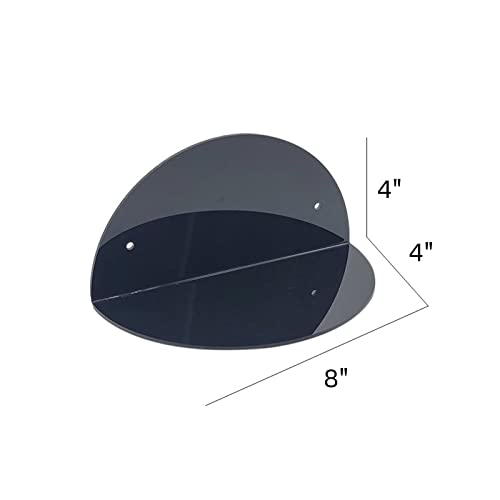 ROYALITA Small Acrylic Shelves Room Decor Floating Shelves (2-Pack, 8-inch Diameter) - Wall Mounted Display Stand for Plants, Toys, Makeup, and More - Ideal for Home and Office, Black