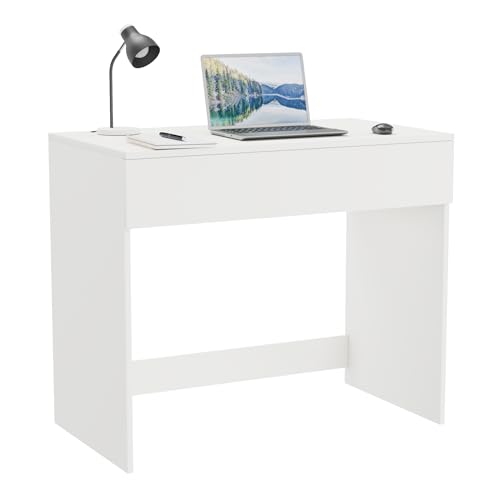 ComfortCove Weiß Computertisch mit Schublade, Schreibtisch für Laptop, Gaming Tisch, Funktionaler Arbeitsplatz für Zuhause oder Büro, Platzsparender Tisch zum Lernen, Arbeiten oder Gaming, 90 cm