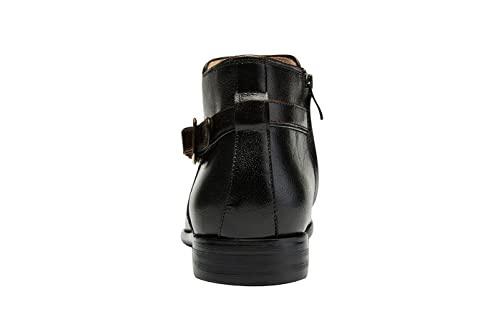 Image of Santimon Mens Ankle Boots Leather Strap Buckle Boots Side Zip Brown Business Dress Casual Boots For Men