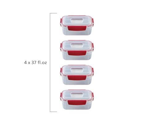 Joseph Joseph Nest Lock 8-piece Plastic BPA Free Food Storage Container Set with Lockable Airtight Leakproof Lids - Red