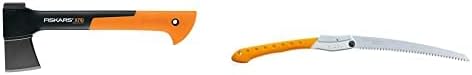 Silky Professional Series BIGBOY 2000 Folding Landscaping Hand Saw Extra Large Teeth 356-36,Yellow, Silver & Fiskars 378501-1002 X7 Hatchet