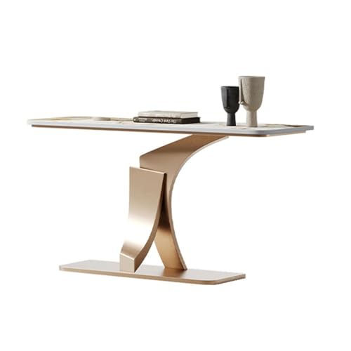 GLigeT Entryway Table Modern Console Table 33.47' High Faux Marble Accent Table for Hall Narrow Entry Hall Entry Cupboard Entry Door Against The Wall Veranda Table Hallway Table(Gold,Large)