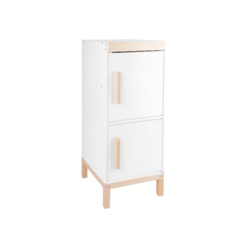 Effonek 子供用プレイハウス玩具 木製セット 子供用ギフト 北欧風キッチン ツールテーブル 冷蔵庫 調理シミュレーション キッチン用品 食器 (冷蔵庫,ホワイト)