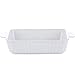 DAQ Utensilios para Hornear 2 Piezas Bandeja para Hornear de cerámica Plato Rectangular con asa de Rayas Plato de arroz al Horno de Color sólido Utensilios para Hornear para Horno (Blanco, 23.8x13.2X