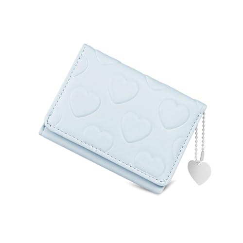 Image of Credit Card Wallet with Heart-shaped Pendant, PU Leather Credit Card Holder for Women and Girls, Cute Women's Wallet Card Holder Wallet for Shopping, Dating, Travel (blue)