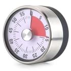 Image of Mechanical Kitchen Timer - 60 Minute Stainless Steel Countdown Clock | Magnetic Visual Timer for Cooking, Study, Fitness, Baking, Pomodoro | Battery-Free, Multicolour