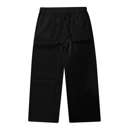 WENKOMG1 Mens Cotton Linen Pants Elastic Waist Drawstring Summer Casual Pajama Bottoms Lightweight Beach Pants2