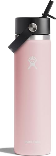 Hydro Flask Water Bottle - Insulated Stainless Steel - 24 Oz Wide Flex Straw Cap Trillium - Wide Mouth Flex Straw Lid, Non Spill, Leakproof, and Refillable in 24 Oz Trillium