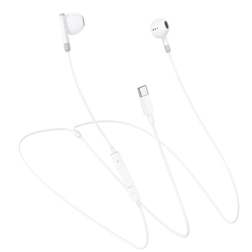 Écouteurs Intra-Auriculaires, USB C, avec Câble, HiFi Stéréo, Écouteurs Intra-Auriculaires avec Microphone et Contrôle du Volume, Ecouteurs de Type C avec Phone 16/15/Plus/Pro Max, Galaxy S25, S24
